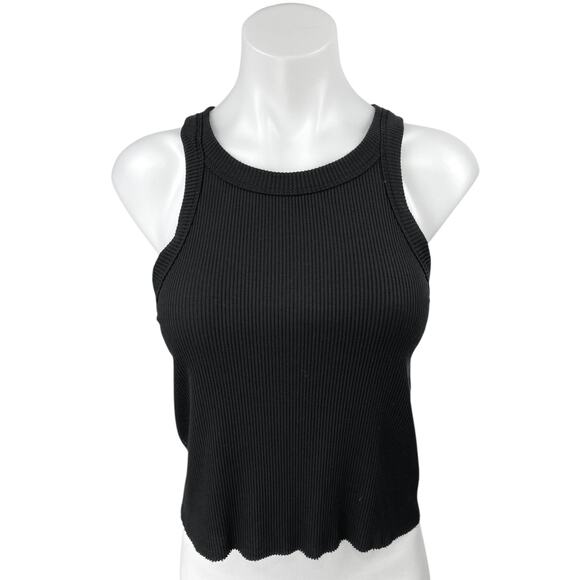 WSLY Women's Black Ribbed Knit Stretch Sleeveless Basic Casual Tank Top Size 2X - Picture 1 of 4